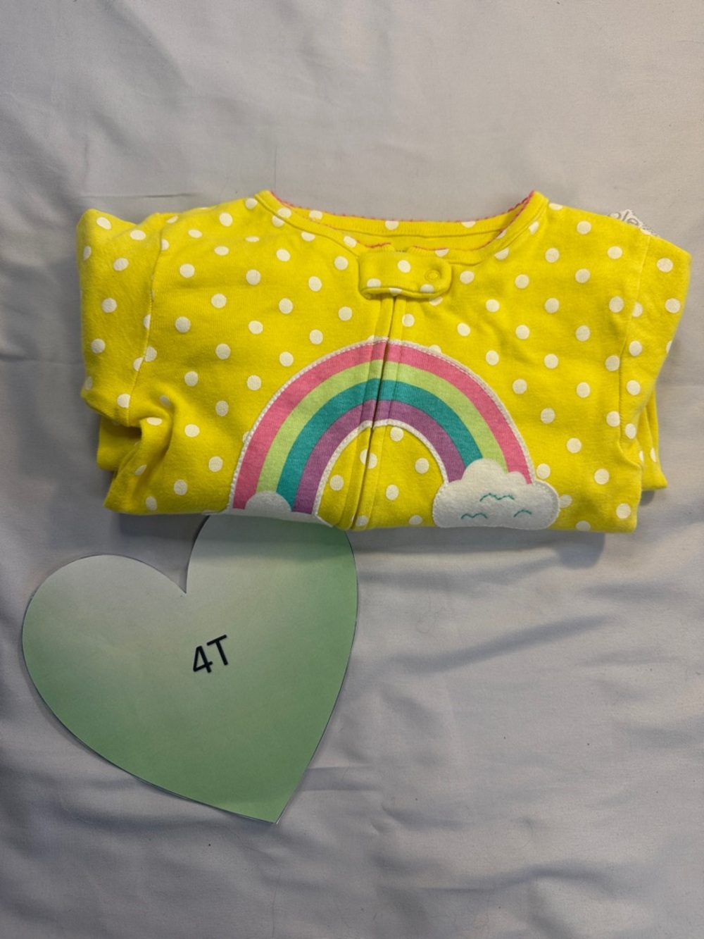 Simple Joys - Yellow Polka Dot Kids One Piece Sleeper with Rainbow Design